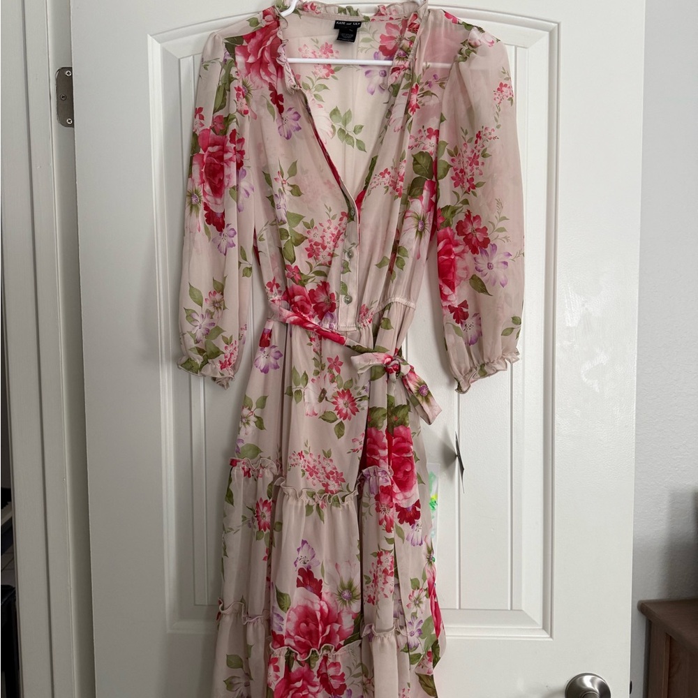 Floral Long Sleeve Wrap Dress